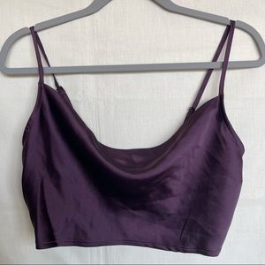 Satin Cowl Neck Crop Top